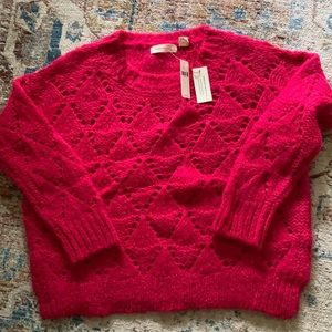 Anthropologie fuchsia pink hand woven sweater
